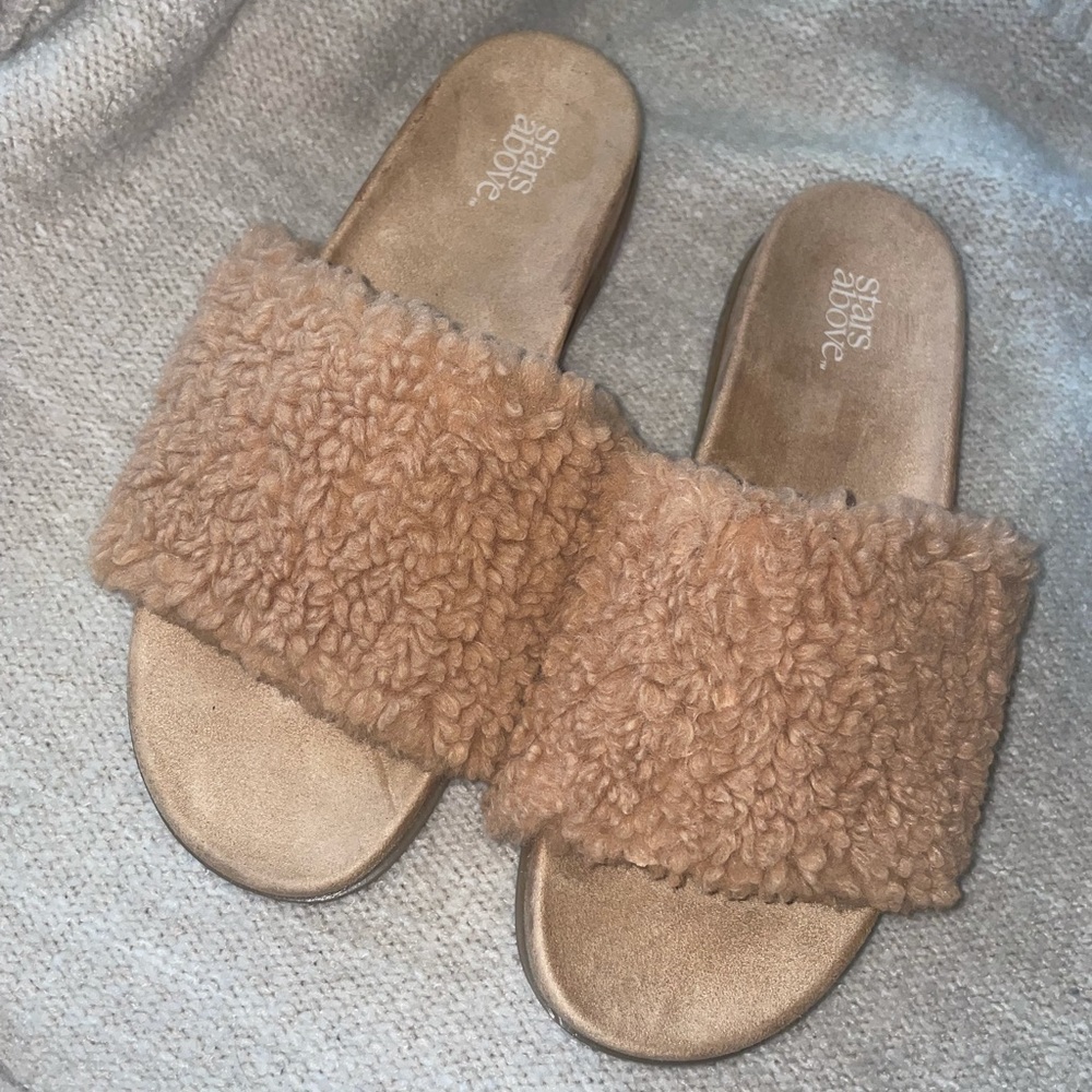 Women's Stars Above Fuzzy Slides